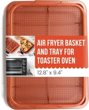 Chef Pomodoro Air Fryer Basket for Oven 12.8" X12.4", 2-Piece Set Air Fryer Pans