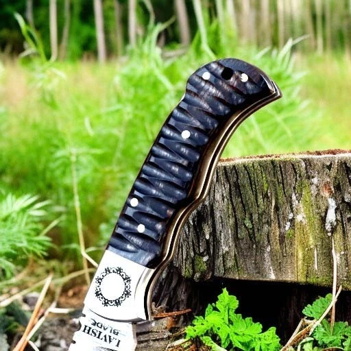 Faca de bolso dobrável feita à mão Damasco cabo de madeira com bainha de couro - Imagem 4 de 4