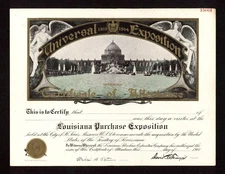 1904 Louisiana Purchase Exposition  - EX RARE Stock LIKE Certificate