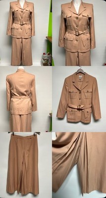 VTG 70s Talbots Suit Culottes  Jacket Worsted Wool Sz 10 12 Equestrian Khaki