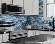 12"x12" Blue Peel and Stick Backsplash Tiles Thick Self Adhesive 10PCS