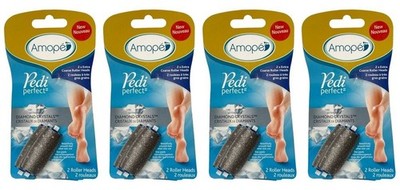 Pack 4 Amope Pedi Perfect Roller Heads, with Diamond Crystals