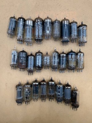 Lot of 24 Vintage Vacuum Tubes Mixed Brands RCA 12AT6 Untested RE
