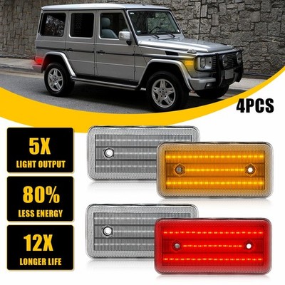 4PCS Front + Rear Clear Side Marker Light For Mercedes W460 W463 Wagon G-Class