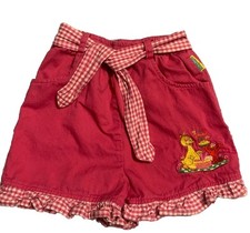 Vintage 1990's Embroidered Sesame Street Elmo  Big Bird Pink Shorts 5T GIRLS