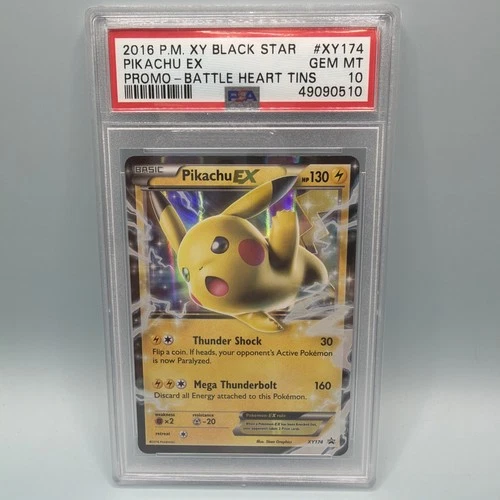 Pokemon XY 2016 Black Star Promos Battle Heart Tins Pikachu EX #XY174 PSA 10