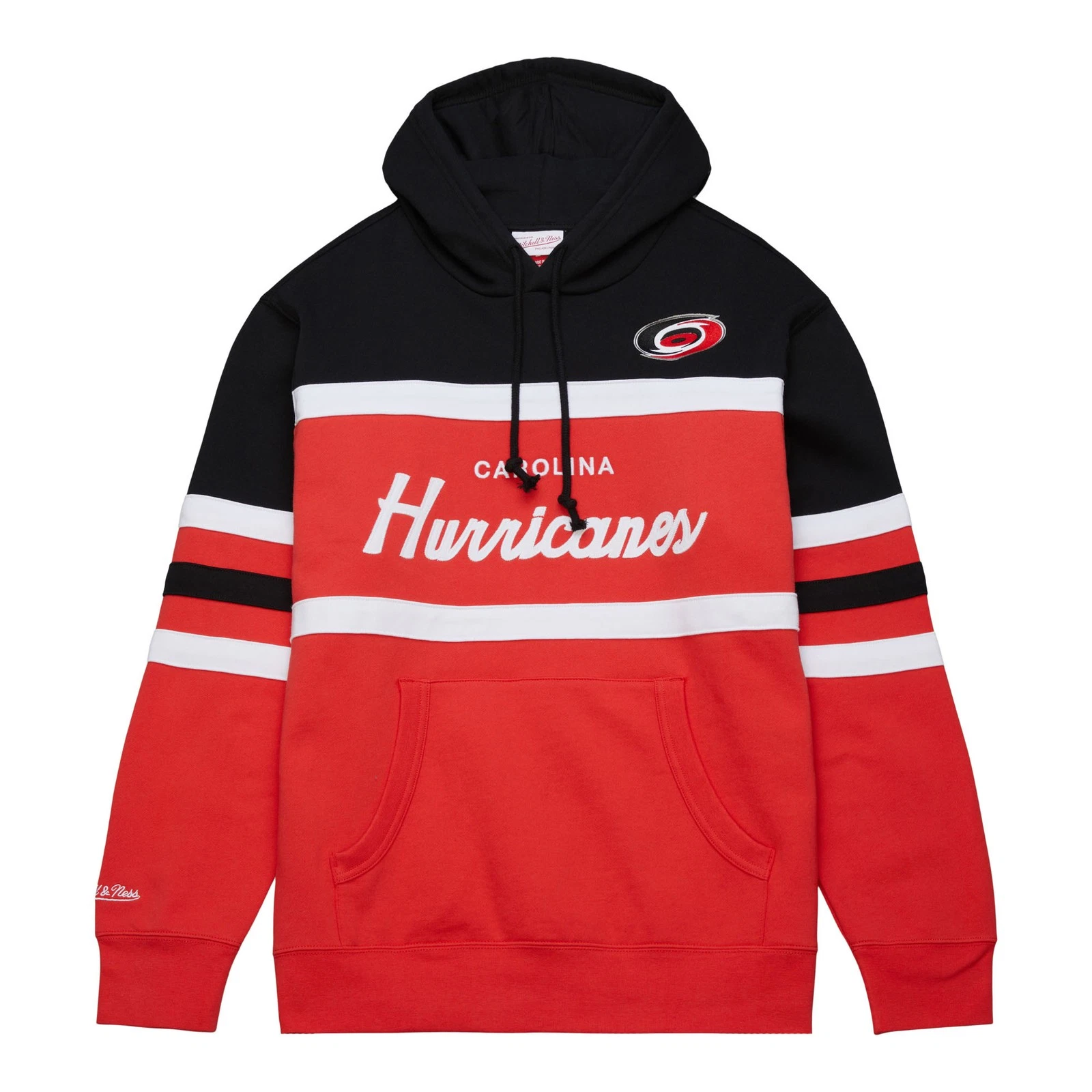 Felpa con cappuccio pullover uomo Mitchell & Ness rosso nero Carolina Hurricanes Head Coach