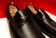 $749.00 !! GUCCI MEN'S BLACK LEATHER 2 TONE LOAFERS MARKED SHOES SIZE 8