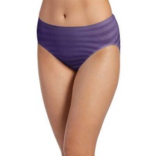 Women's Jockey Comfies Matte Shine Seamless Hi-Cut Brief Panty 1306 Plum Sz.6