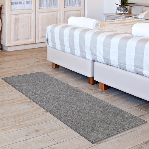 Non-Slip Rubberback Solid Design Soft Indoor Runner Rug 20'' x 59'' Light Grey - Picture 10 of 12