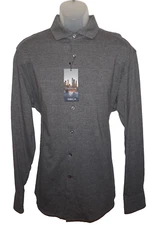 Cremieux Glen Check Long Sleeve Shirt Large Gray Cotton Knit NWT (DC932)