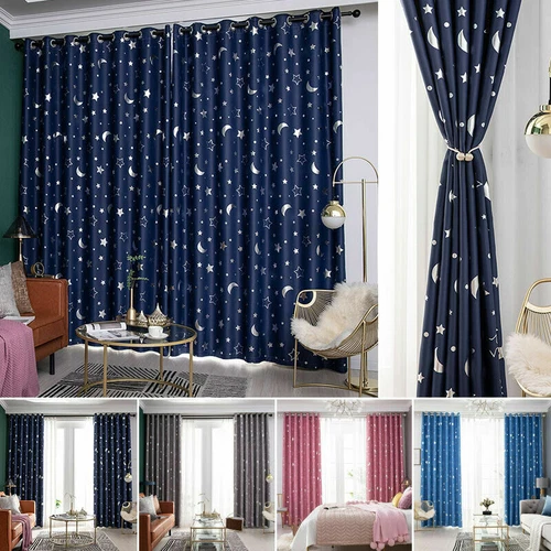 1 pieza cortinas de ventana oscuras estrella habitación aislamiento térmico niño dormitorio decoración regalo - Imagen 2 de 22