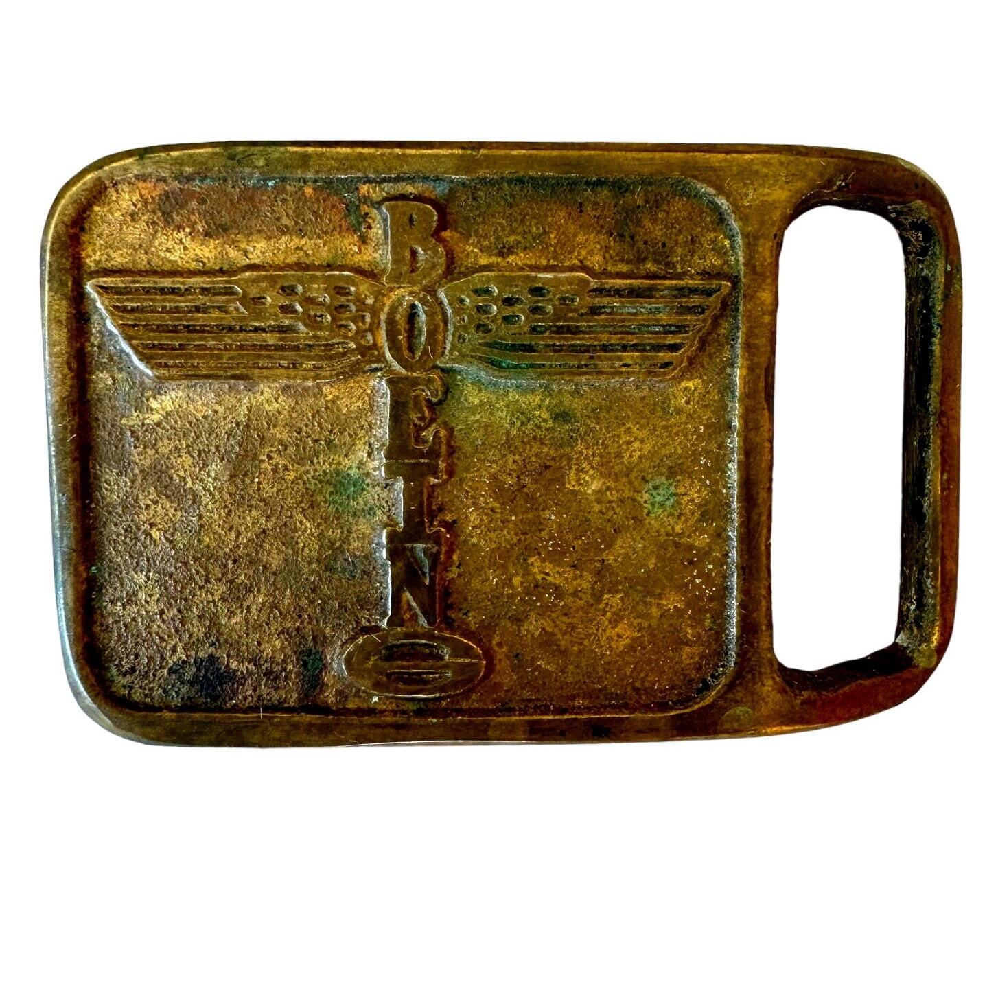 Vintage Boeing Aircraft Thunderbird Totem Brass Belt Buckle 2.5" x 1.5