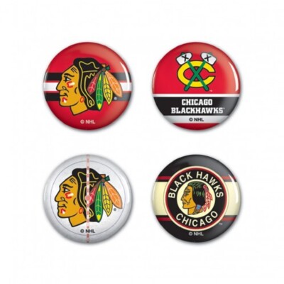 BUTTON 4 PACK BUTTONS CHICAGO BLACKHAWKS NHL WINCRAFT - #2L
