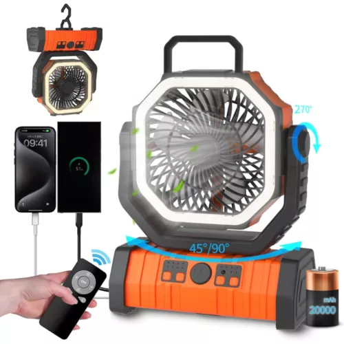 Camping Fan LED Rechargable Power Bank Tent Light Outdoor Portable Remote - Picture 1 of 14