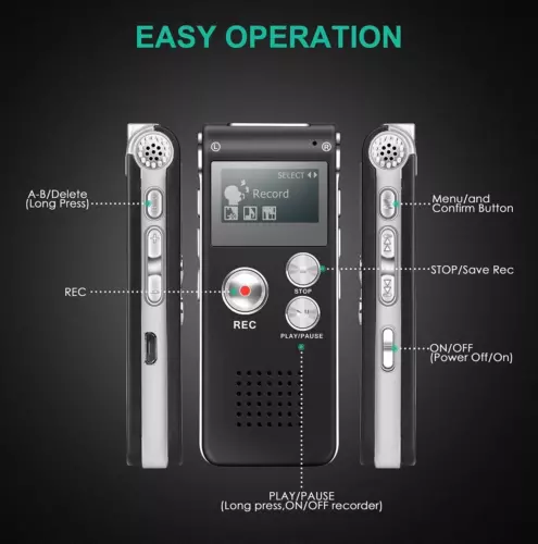 Digital Voice Recorder Dictaphone Audio Sound Recorder Mini Small Spy Lecture - Picture 6 of 13