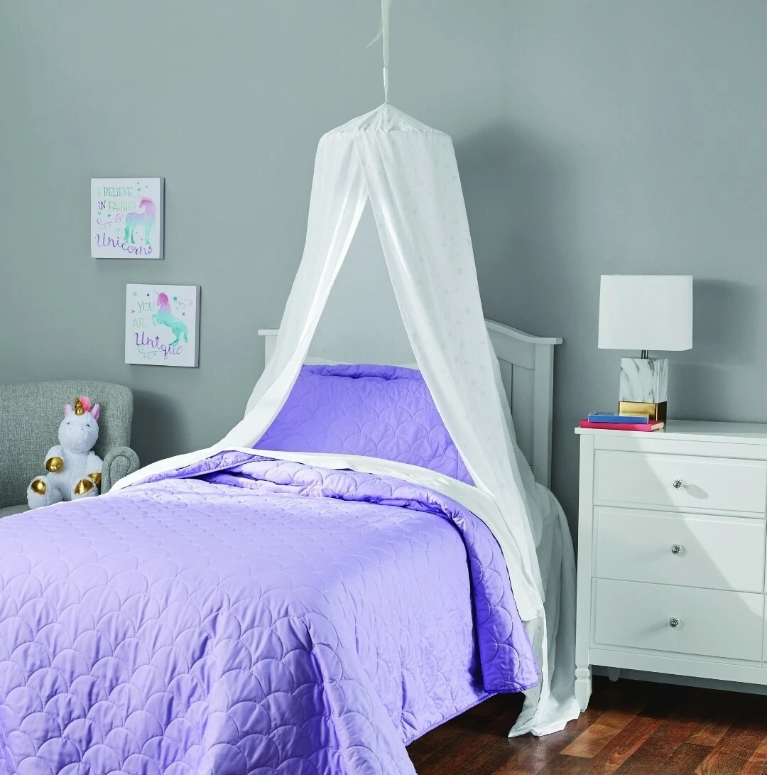 Glow In The Dark Stars Printed Hoop Bed Canopy For Kids By Your