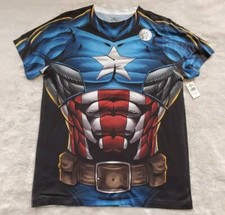 Captain America Marvel T Shity Mens Medium AOP Costume Hero Full Graphic Muscle