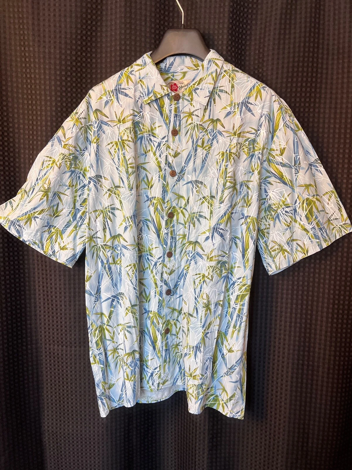 Hilo Hattie Hawaiian Camp Shirt Men Sz XL Extra Large Bird Of Paradise Blue R2