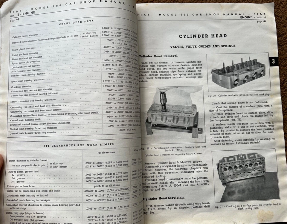 FIAT 600 SALOON 1955 ORIGINAL WORKSHOP MANUAL abarth Parts Book 500 - Image 3 of 4