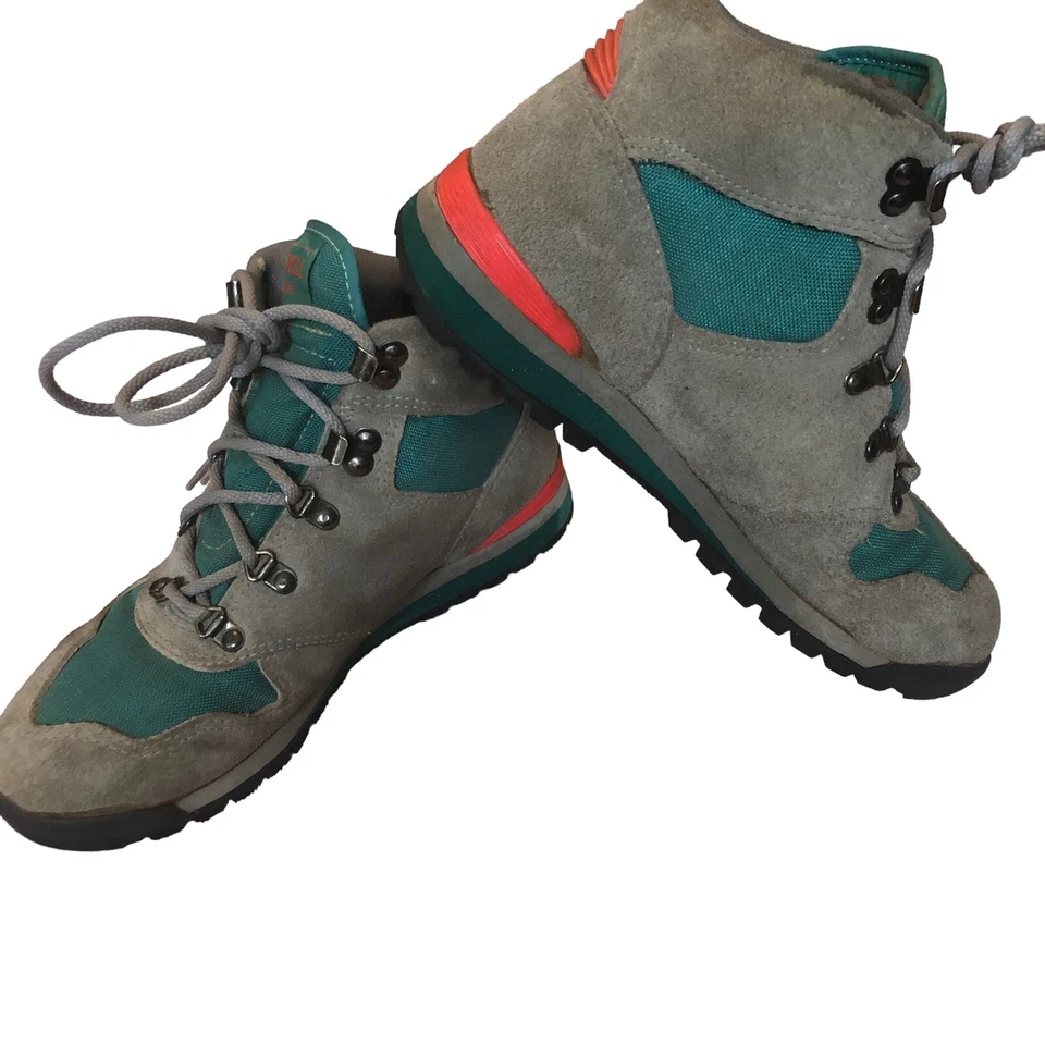 VTG 90s Merrell Lazer Tan, Teal Green and Red Suede Hiking Ankle Shoes. SZ 6.5 - Image 2 of 4