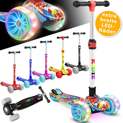 KIDIZ  Kinder Roller LED Räder Kinderscooter Dreiradscooter Scooter Cityroller
