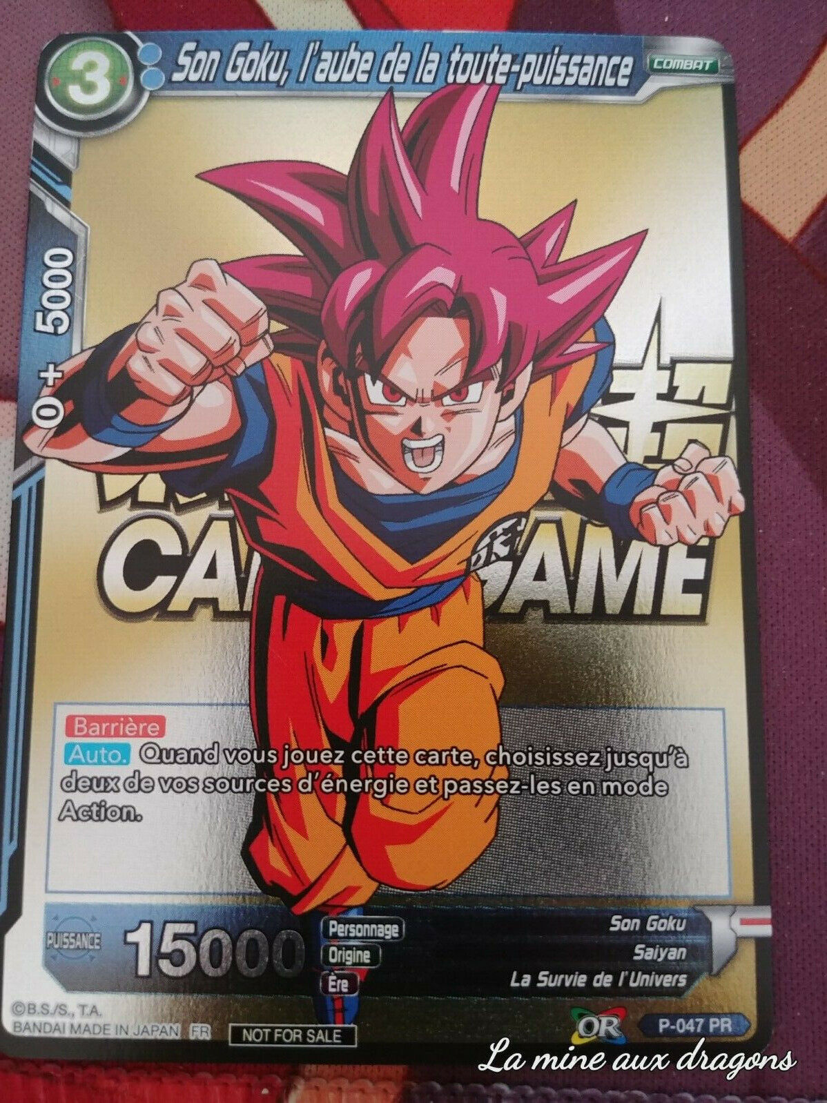 Carte Dragon Ball Super OOB, SYMBOLE DE L'ESPOIR P-121 PR DBZ FR NEUF 