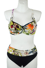 Charmline Bikini Größe 38 B Cup Bademode Weiß Bunt Blumen Trägerbikini mit Bügel