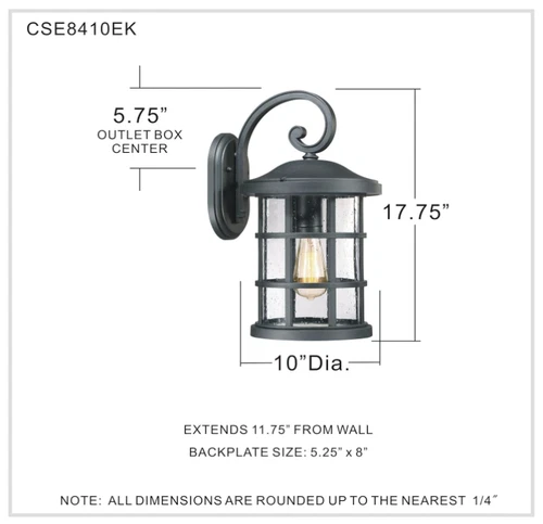 Quoizel CSE8410EK Crusade Outdoor Wall Sconce 18"  1-Light 150 Watts Earth Black - Picture 2 of 2