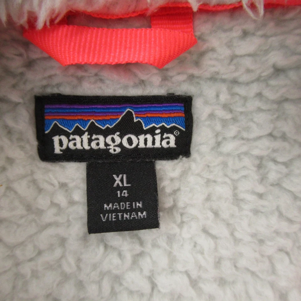 Jaqueta Patagonia Meninas XL Sem Manga Zíper Completo Leve Bolsos de Lã Branca - Imagem 4 de 4