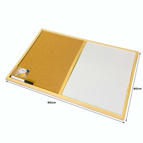 Cork Pin Notice Board Combo Wooden Frame Office School Message Whiteboard Marker - Picture 8 of 18