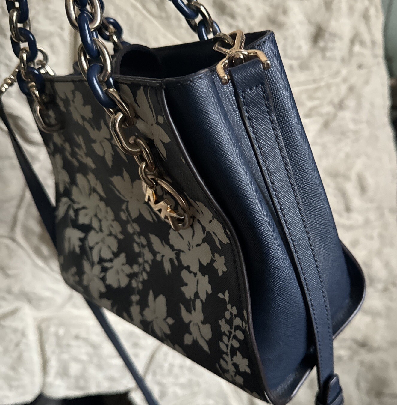 Michael Kors Sofia Medium Leather Navy Floral Cro… - image 10