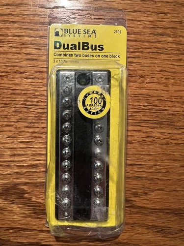 Blue Sea Systems 2702 Dualbus 100Amp Common Busbar 10 X 8-32 Screw Terminal