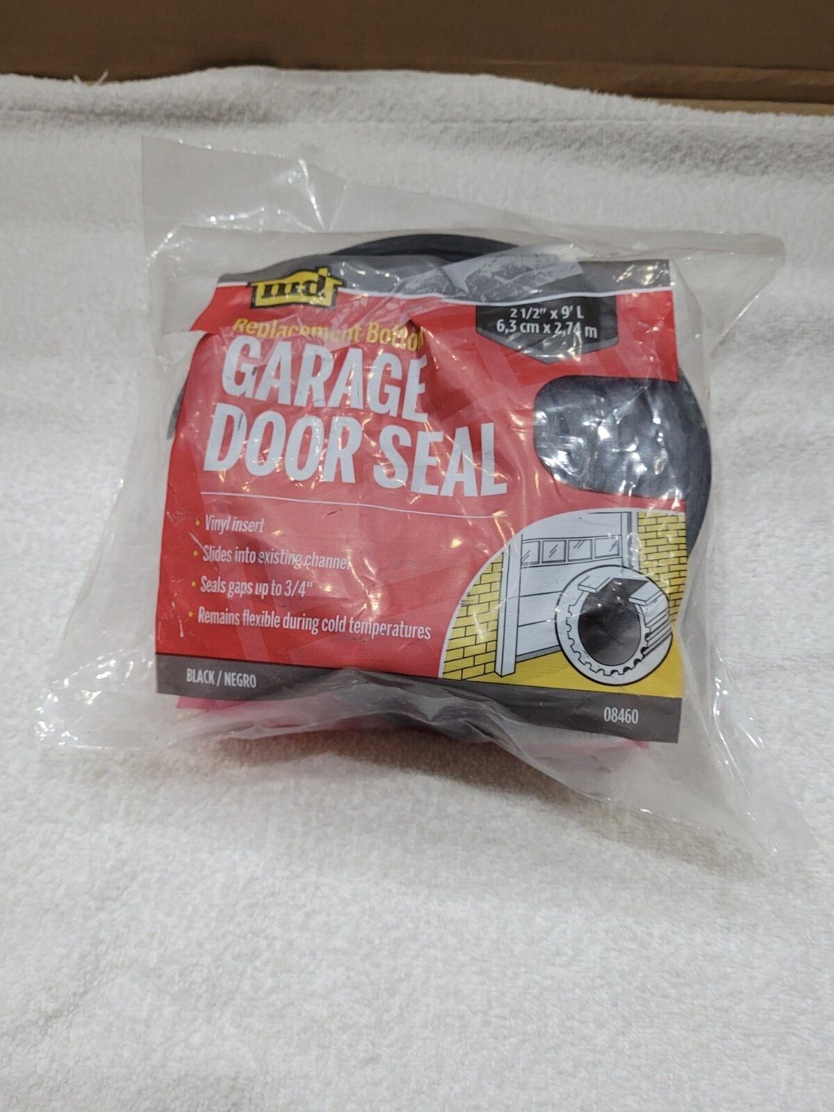 MD GARAGE DOOR SEAL REPLACEMENT BOTTOM BLACK VINYL NEW IN OPEN PACKAGE