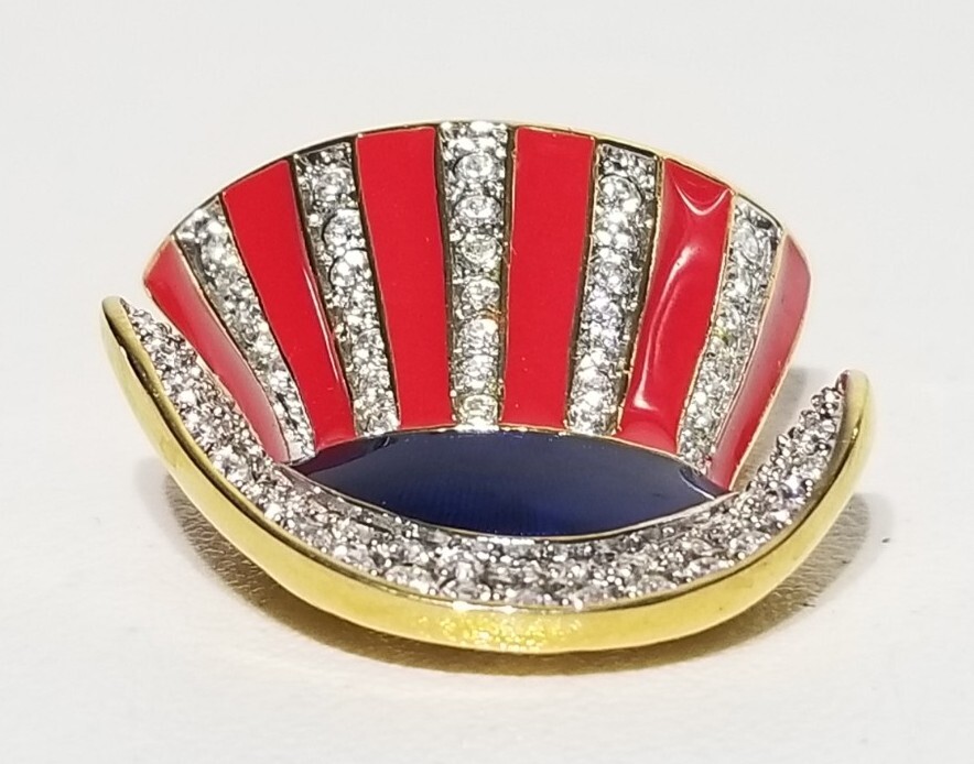 Rare Vintage Kenneth Jay Lane Uncle Sam Top Hat 4… - image 9