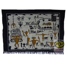 Wall Hanging Batik Tapestry - Chinese Cangyuan Ancient Cliff Paintings 31"x40"