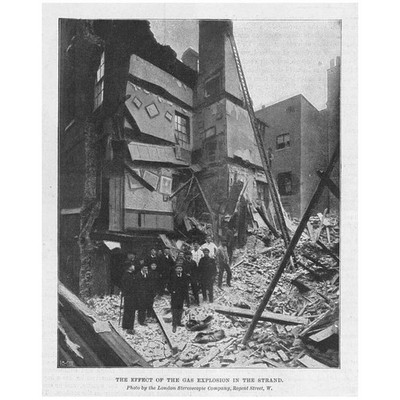 LONDON The Effect of the Gas Explosion in the Strand - Antique Print 1895