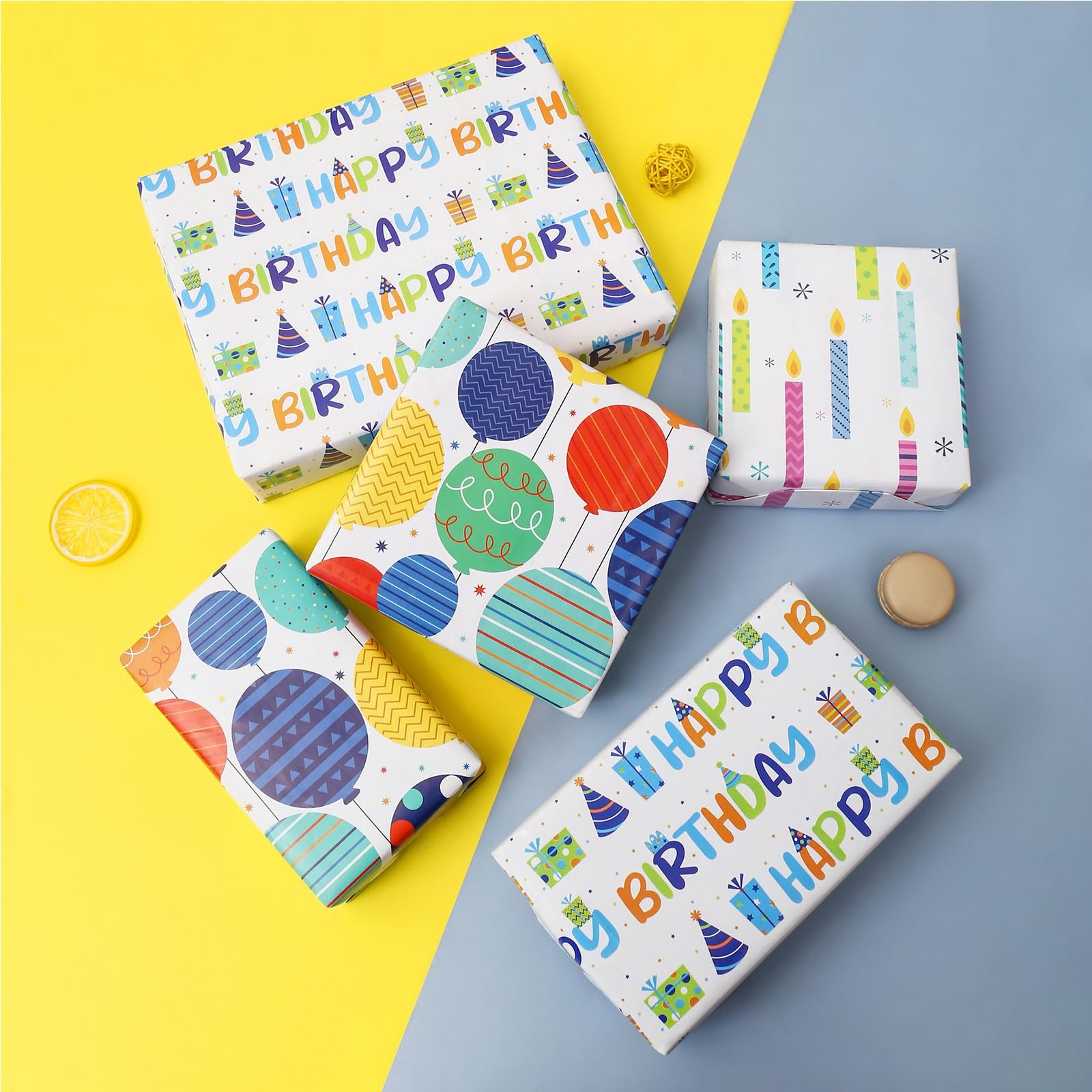 BULKYTREE Birthday Wrapping Paper for Boys Girls Kids Men Women Holiday Party...