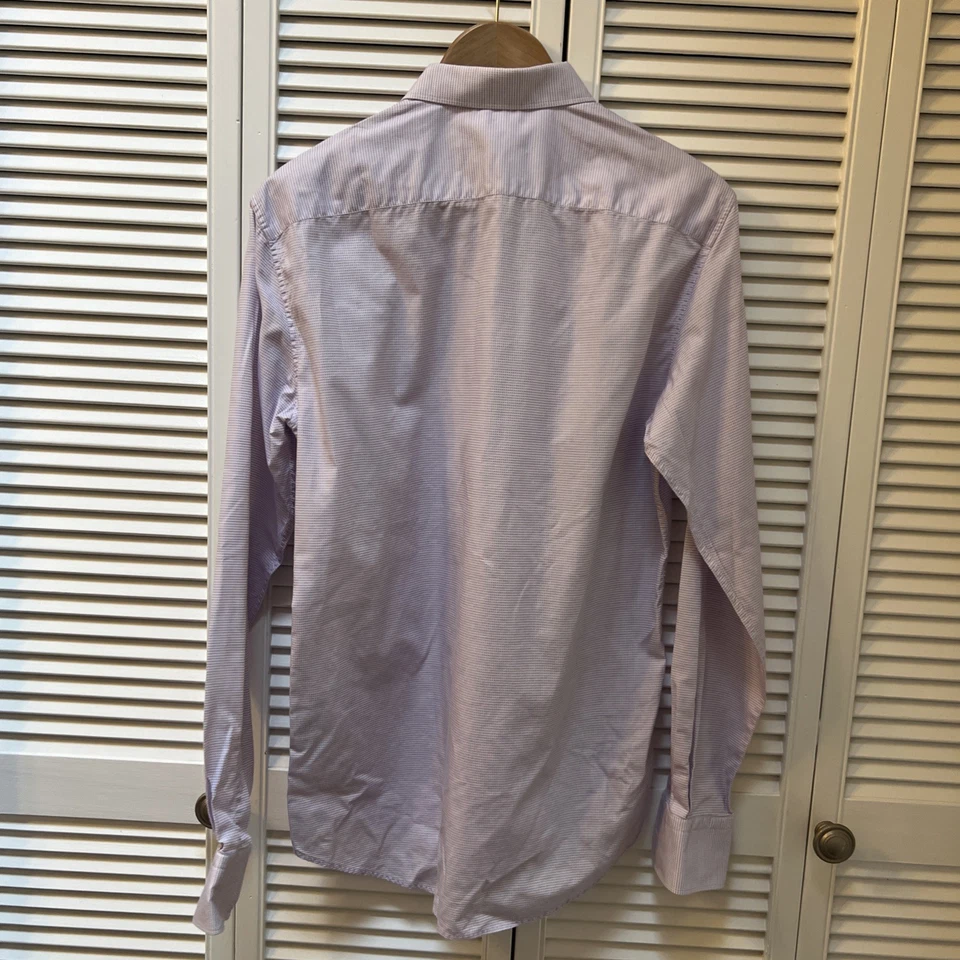 Hermosa camisa de vestir Zegna para hombre talla 40/15,75 cuadros lavanda 100 % algodón Foto 2 de 4