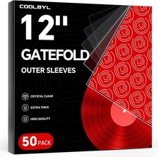 50ct Gatefold Vinyl Outer Sleeves 12 Inch LP Record Sleeves 4 Mil Clear Bag
