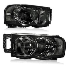 Headlights Assembly Compatible with 2002 Fit 02-05 Ram OE-Chrome/Clear/Smoke