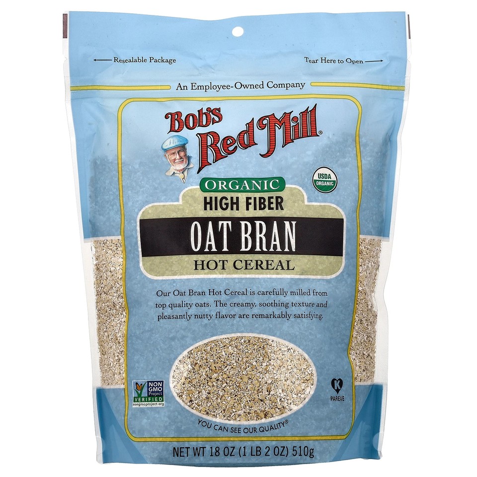 Organic High Fiber Oat Bran, Hot Cereal, 18 oz (510 g)