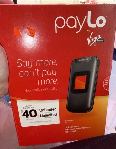 Samsung NOS Virgin Mobile Paylo Flip Phone Black | Virgin Mobile Sealed Package