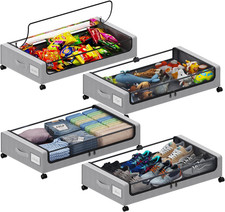 under Bed Storage with Wheels, XXL 60L under the Bed Storage Bins, Underbed Stor