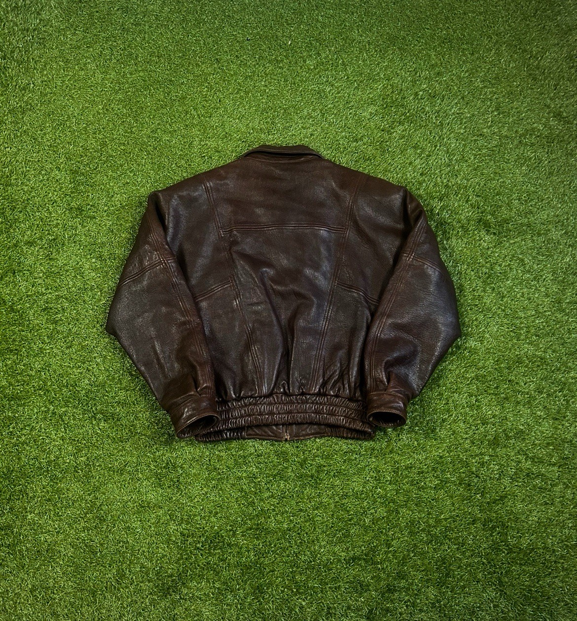 90s Authentic Structure Outerwear Brown Leather J… - image 4