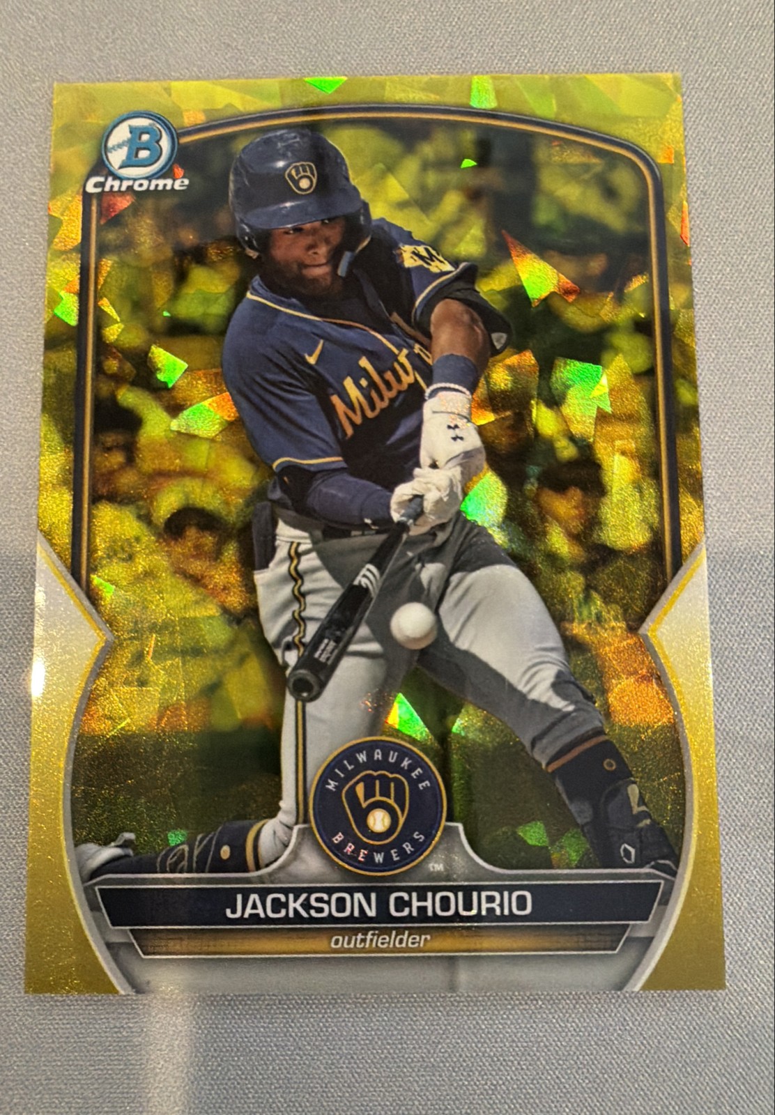 2023 Bowman Chrome Draft Sapphire Edition - Jackson Chourio #BDC-156 Yellow /75