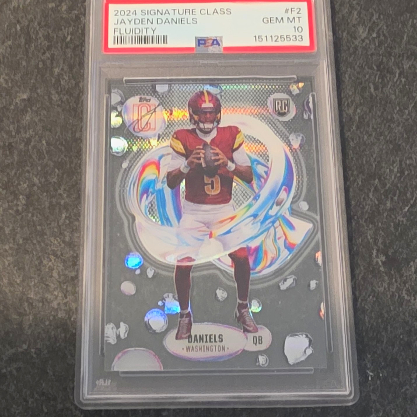 Topps 2024 Signature Class Fluidity Jayden Daniels RC Auto PSA #F-2