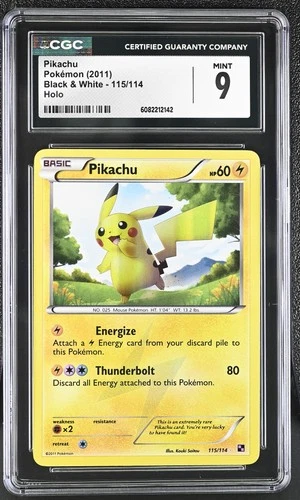 CGC 9 MINT Pikachu 2011 Black & White 115/114 Holo Pokemon Card