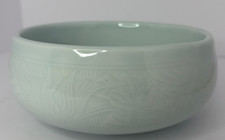 Celadon Glazed 6.5" bowl with beautiful floral design Makers Marked