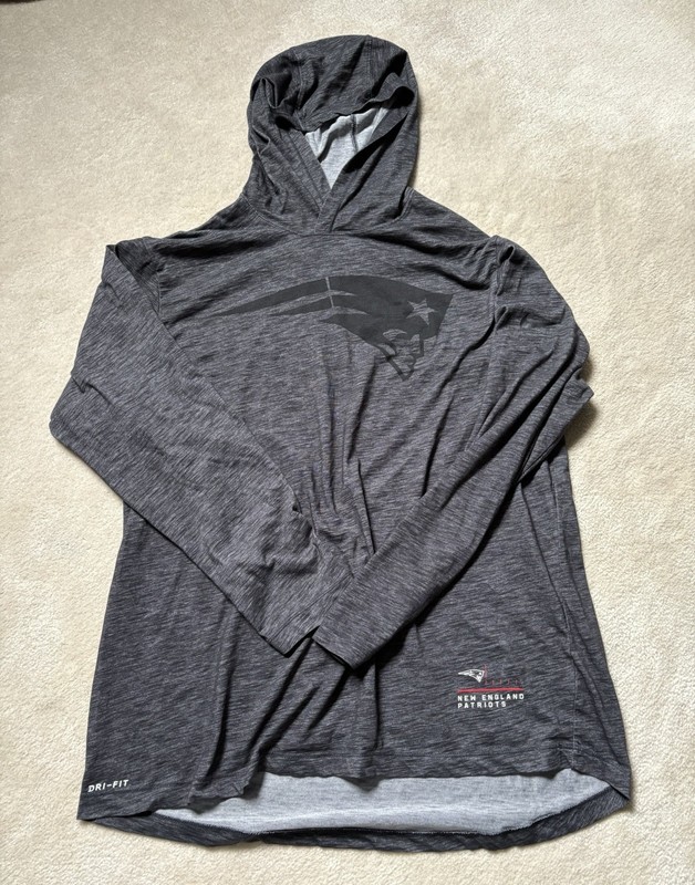 Men’s NIKE Dri-FIT New England Patriots Team-Issue Lightweight Hoodie Shirt -XL-
